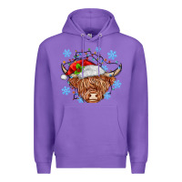 Purple christmas cow Premium Hoodie - MaliasSmallBusiness