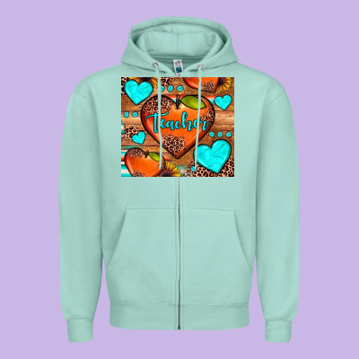 Teacher Hearts Zipper Hoodie Designed By Jahusdesignshop