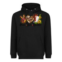 Black Peace Love Rooster With Sunflower Heavyweight Hoodie - LillyAllenDesigns