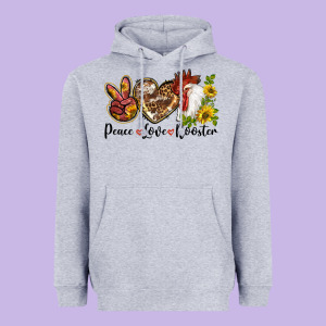 Peace Love Rooster With Sunflower Heavyweight Hoodie Designed By Lillyallendesigns