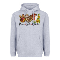 Heather Grey Peace Love Rooster With Sunflower Heavyweight Hoodie - LillyAllenDesigns