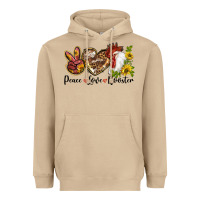 Mushroom Peace Love Rooster With Sunflower Heavyweight Hoodie - LillyAllenDesigns