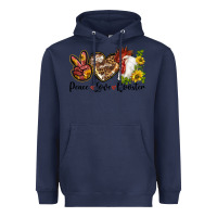 Navy Peace Love Rooster With Sunflower Heavyweight Hoodie - LillyAllenDesigns