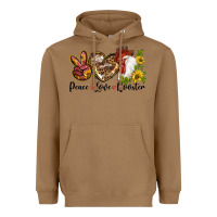 Toasted Coconut Peace Love Rooster With Sunflower Heavyweight Hoodie - LillyAllenDesigns