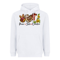 White Peace Love Rooster With Sunflower Heavyweight Hoodie - LillyAllenDesigns