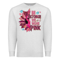 Oatmeal Heather In october we wear pink Premium Sweatshirt - NancyCooperArtShop