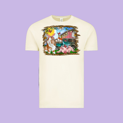 Vintage Tee Easter Farm Bunny And Pig