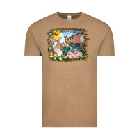 Vintage Coffee Easter Farm Bunny And Pig Vintage Tee - RanaPortraitStore
