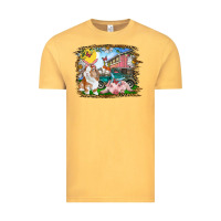 Vintage Mustard Easter Farm Bunny And Pig Vintage Tee - RanaPortraitStore