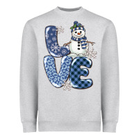 Heather Grey love snowman Heavyweight Sweatshirt - MaliasSmallBusiness