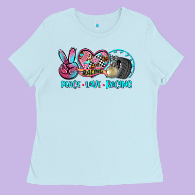 Peace Love Racing Ladies Tee Designed By Adodesignshop