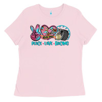 Bubblegum Pink peace love racing Ladies Tee - AdoDesignShop