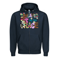 Navy saved by his grace Zipper Hoodie - AdoDesignShop