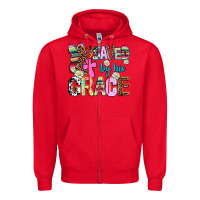 Red saved by his grace Zipper Hoodie - AdoDesignShop