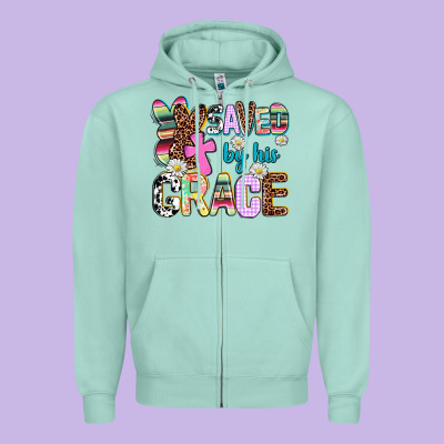 Saved By His Grace Zipper Hoodie Designed By Adodesignshop
