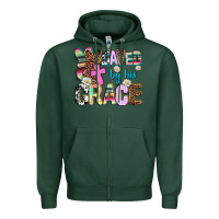 Sports Green saved by his grace Zipper Hoodie - AdoDesignShop