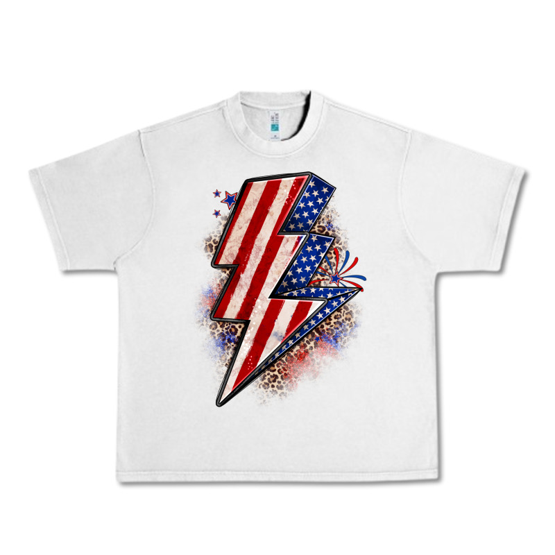Leopard American Flag Lightning Bolt Urban Heavy Tee by Zillion Design Studio | Teevron