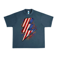 Midnight Navy leopard american flag lightning bolt Urban Heavy Tee - Zillion Design Studio