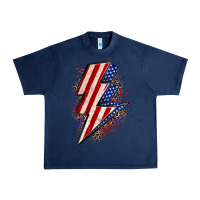 Navy leopard american flag lightning bolt Urban Heavy Tee - Zillion Design Studio