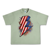 Oil Green leopard american flag lightning bolt Urban Heavy Tee - Zillion Design Studio