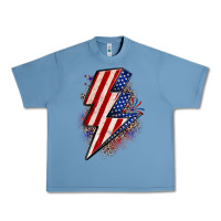 Pebble Blue leopard american flag lightning bolt Urban Heavy Tee - Zillion Design Studio