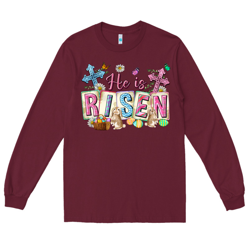 He Is Risen Easter With Flowers Long Sleeve Tee by Neo Western | Teevron