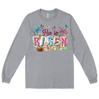 Heather Grey he is risen easter with flowers Long Sleeve Tee - Neo Western
