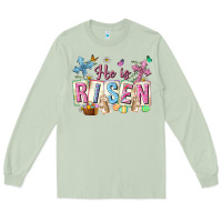Matcha he is risen easter with flowers Long Sleeve Tee - Neo Western