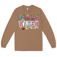 Toasted Coconut he is risen easter with flowers Long Sleeve Tee - Neo Western