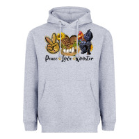 Heather Grey peace love rooster Heavyweight Hoodie - LillyAllenDesigns