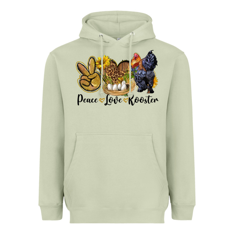 Peace Love Rooster Heavyweight Hoodie by LillyAllenDesigns | Teevron