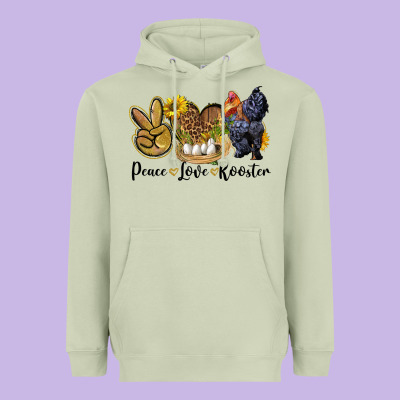 Peace Love Rooster Heavyweight Hoodie Designed By Lillyallendesigns