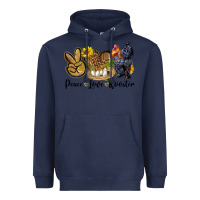 Navy peace love rooster Heavyweight Hoodie - LillyAllenDesigns