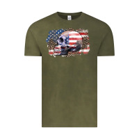 Vintage Olive american skull Vintage Tee - Zillion Design Studio