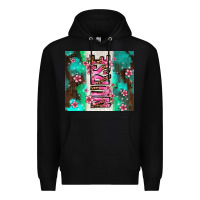 Black pink floral nurse with flowers Premium Hoodie - AdoDesignShop