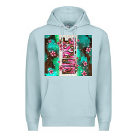 Blue Mist pink floral nurse with flowers Premium Hoodie - AdoDesignShop