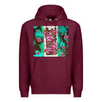 Burgundy pink floral nurse with flowers Premium Hoodie - AdoDesignShop
