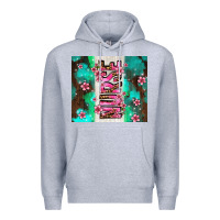 Heather Grey pink floral nurse with flowers Premium Hoodie - AdoDesignShop