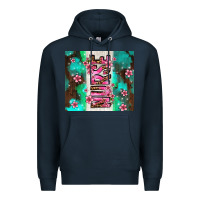 Navy pink floral nurse with flowers Premium Hoodie - AdoDesignShop