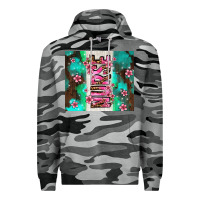 Slate Camo pink floral nurse with flowers Premium Hoodie - AdoDesignShop