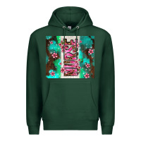 Sports Green pink floral nurse with flowers Premium Hoodie - AdoDesignShop