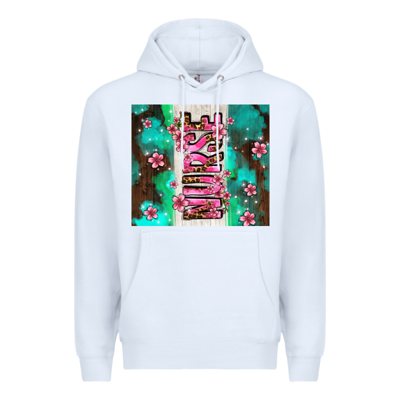 Pink Floral Nurse With Flowers Premium Hoodie by AdoDesignShop | Teevron