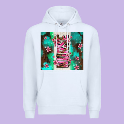 Pink Floral Nurse With Flowers Premium Hoodie Designed By Adodesignshop