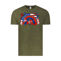 Vintage Olive American rainbow Vintage Tee - Zillion Design Studio