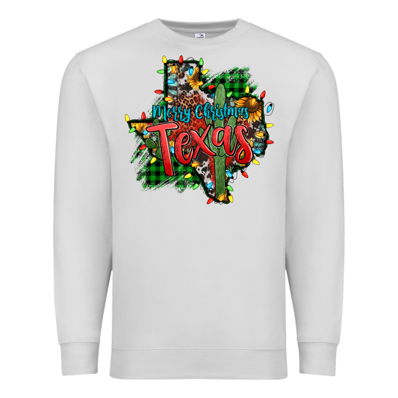 Western Desert Christmas Texas Map Premium Sweatshirt by Jasminsmagicworld | Teevron