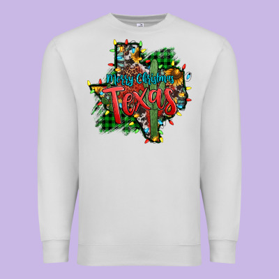 Western Desert Christmas Texas Map Premium Sweatshirt Designed By Jasminsmagicworld