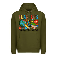 Army Green teachers change the world Premium Hoodie - NancyCooperArtShop