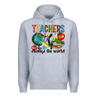 Heather Grey teachers change the world Premium Hoodie - NancyCooperArtShop
