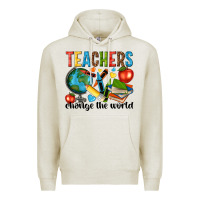 Oatmeal Heather teachers change the world Premium Hoodie - NancyCooperArtShop