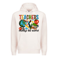 Pale Pink teachers change the world Premium Hoodie - NancyCooperArtShop